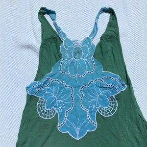 Free People Women’s Top blue/green eyelet sz M